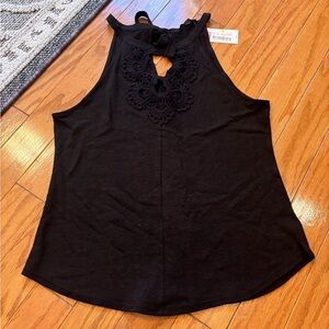 Jessica Simpson Linen Blend Detailed Cut Out Tank Top Women’s Size Medium NWT